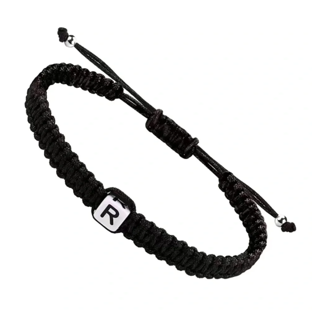 🌹Handmade Initial R Letter Ladies Men Black Rope Adjustable Hand Rope Bracelet - Picture 1 of 4